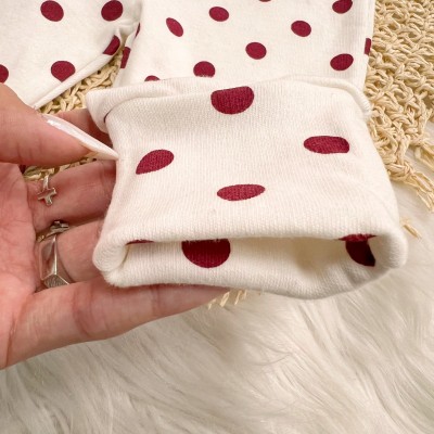 Kit 3 Calças - Raminhos, Bordo e Bolotas - Off White e Bordo